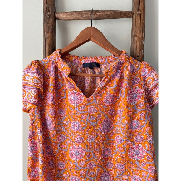 Floral Print Blouse Ruffle Sleeve V-Neck Top Bohemian Style  Size S - Picture 3 of 5